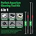 Aquarium Clean Tool 6 in 1 Fish Tank Cleaning Kit, Multi-Use Fish Tank Cleaner Brush, Algae Scraper Scrubber Pad Adjustable Long Handle Fish Tank Brush for 20-160 Gallon Acrylic & Glass Tank (L)