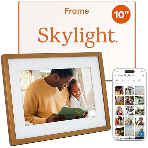 Skylight Digital Picture Frame, Load from Phone Capability, 10" Gold
