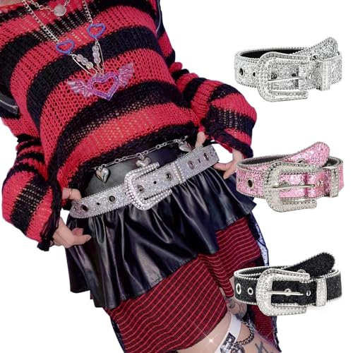 1 PCS Sequin Belt - Men Women Y2K Hip Hop Korean Bling Jeans Skirt Belt