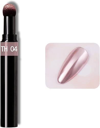 Miniatura 8 de RoseFlower - Juego de 6 bolígrafos metálicos de polvo para uñas color oro rosa cromado, pigmento para arte de uñas, brillo brillante, con efecto