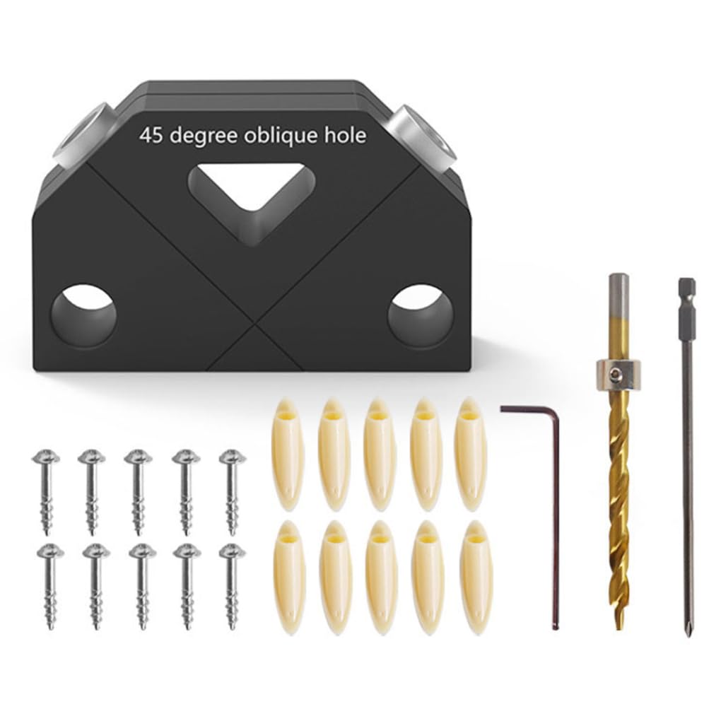 PUXZYAX Assurance Woodworking Drilling Aid Featuring 45 Degree Oblique Hole Tool Durable Stainless Steel Built for Professional Woodworking Drilling Aid / 45, Black, 8.0 Diamond