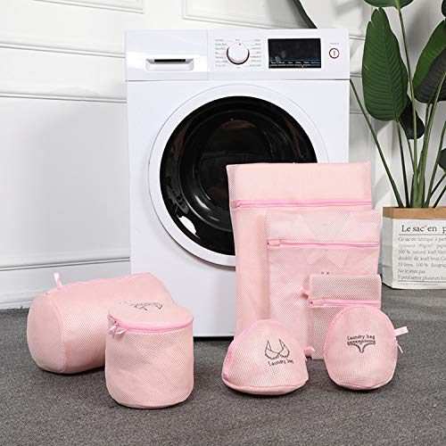 Rong Laundry Wash Bags with Zipper,Fabric Durable Mesh Laundry Bags for Delicates Reusable Travel Organization Laundry Bags for Blouse Hosiery Stocking Underwear Bra Lingerieï¼ˆ7Packï¼‰