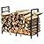 iPEGTOP Adjustable Firewood Rack Outdoor Indoor Holder, Heavy Duty Fire Log Stacker Stand for Fireplace, Outdoor Indoor Metal Wood Pile Storage Organizer, Patio Logs Stand tool, Black