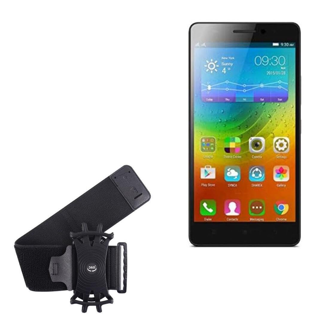 BoxWave Holster Compatible with Lenovo A7000 Plus - ActiveStretch Sport Armband, Adjustable Armband for Workout and Running - Jet Black