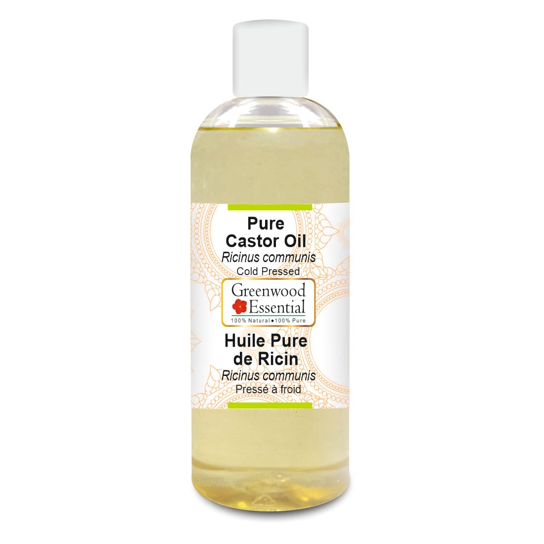 Greenwood Essential Pure Castor Oil (Ricinus communis) Cold Pressed 200ml (6.76oz)