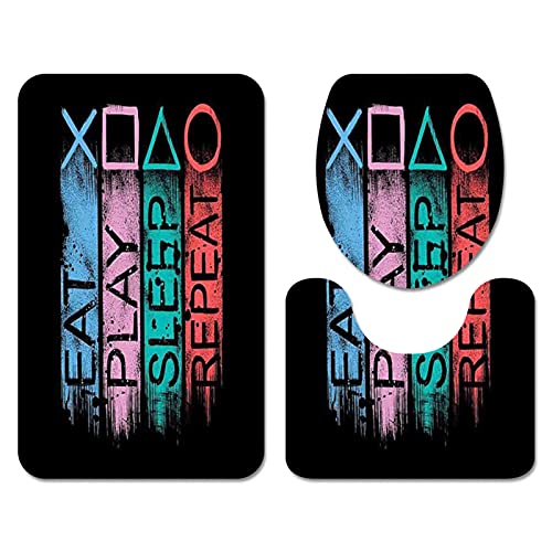 U-förmiger Konturteppich 3D Gamepad Level up Player Gaming Weiche Flanell Bad Teppiche rutschfeste 3-teilige Badematte…