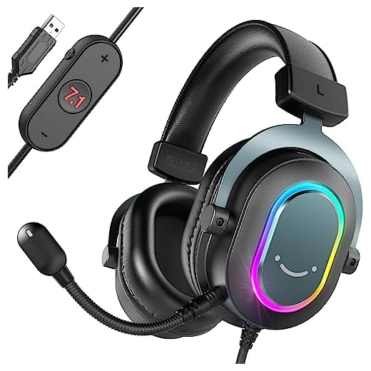 FIFINE Headset Gamer Fone De Ouvido Para Jogos Para Fones De Ouvido Com Fio PC Com Microfone-7.1 Surround Sound Computer Fone De Ouvido USB Para Laptop, RGB Streaming De Fones De Ouvido- Ampligame H6