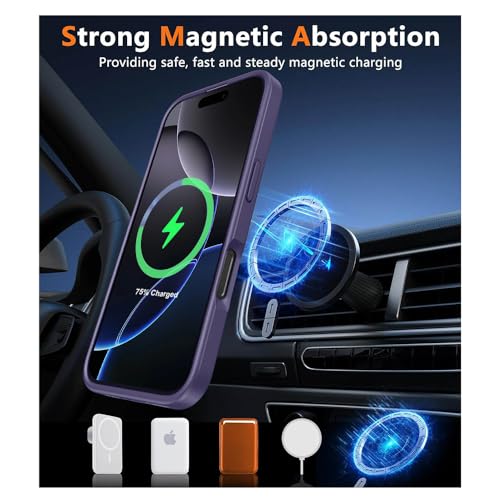 Image of iPhone 16 pro Max Magsafe Hard Back Case | Matte Design & 360 Protection | Military-Grade Apple iPhone 16 pro Max Cover | Strong Magnet Back - Purple
