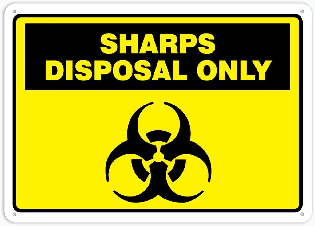 8"x12" Aluminum Metal Sign - Sharps Disposal Only - Indoor & Outdoor Use For Home, Office, Work
