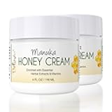 Deluvia Manuka Honey Cream | Hydrating & Soothing Moisturizer Face & Body Lotion | for Sensitive Skin, Eczema, Psoriasis & Dermatitis | 4 ounce 2 Pack