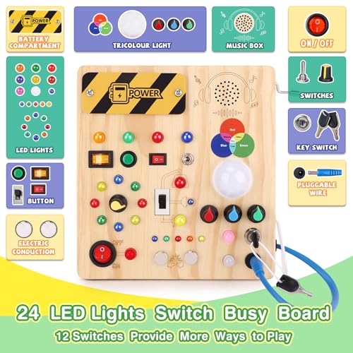 Image of Grarain Busy Board for Toddlers - Montessori Educational Toy for 1-3 Year Old Boys & Girls | Travel-Friendly Sensory Learning Activity | Ideal for Kids with Autism(Busy Board v4)