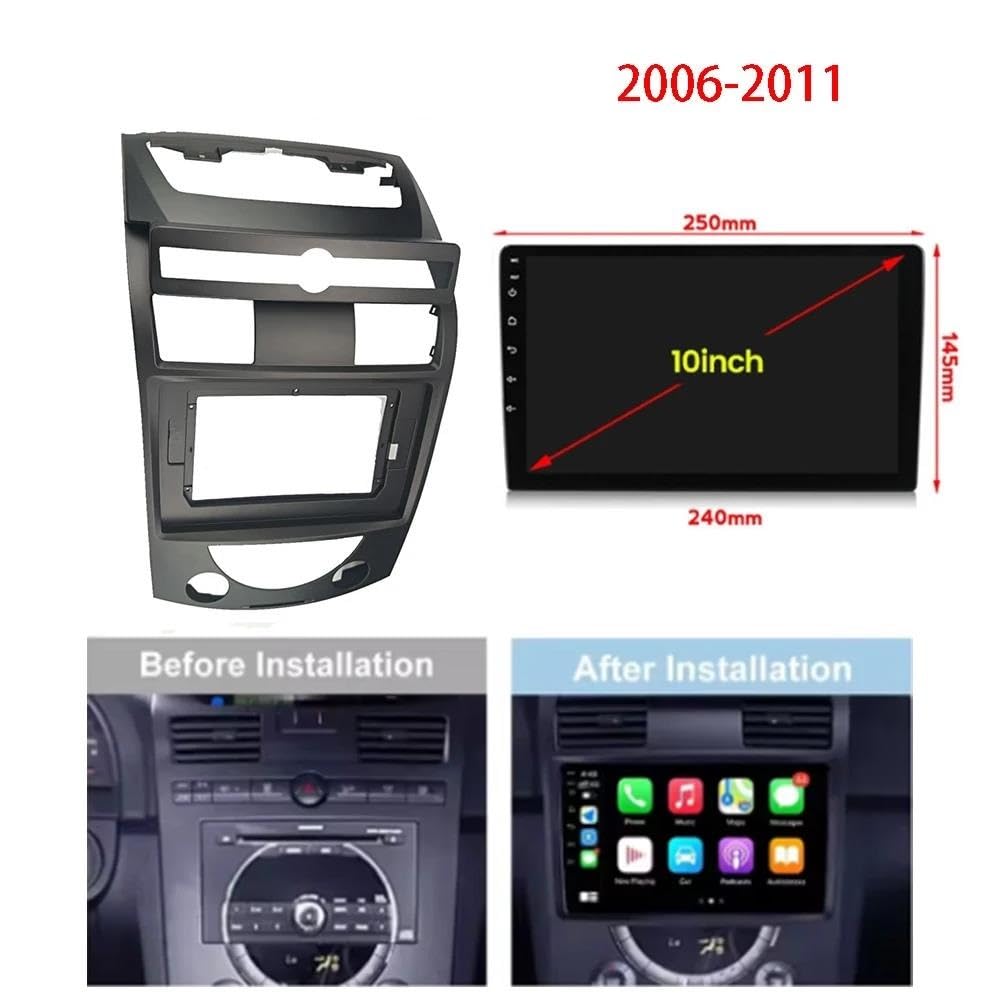 Cadre de façade d'autoradio Adaptateur Fascia Cadre Voiture Kit Panneau Montage Tableau Bord Radio Android Pour SsangYong Pour Rexton 2006–2011 Cadre Façade | Frame