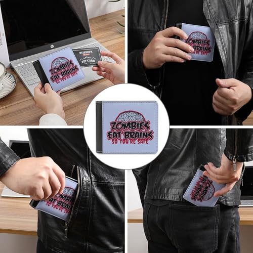 Zombies Eat Brains Fashion Bifold Wallets for Men Women Slim & Thin Credit Card Holder Wallet Purse3