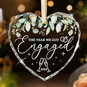 Emibele Engagement Gifts for Couples, Crystal Glass Engagement Gift for Newly Engaged Couples, Fiancee, Fiance, Just Engaged Decorations Bride to Be Gifts for Her, Heart Crystal Ornament 2025