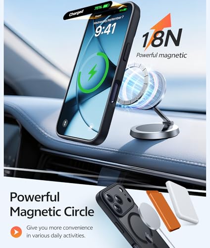 Image of FNTCASE for iPhone 17 Pro Case: [Compatible with Magsafe] Translucent Matte Cases with [Full Camera Protection] [Screen Protector] Military Grade Shockproof Protective Phone Cover - Black