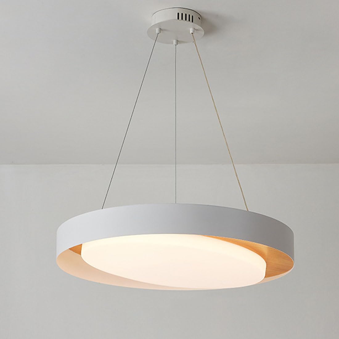 KXEcoLife LED simple household round chandelier, creative fashion dining room lamp, table bedroom study lamp,58cm