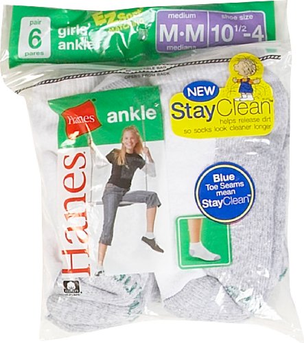 Hanes Womens Girls Cool Comfort P12 No Show Assorted Shoe Size: 4-10 One Size