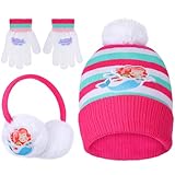Cutecrop 子供用冬用帽子イヤーマフとキッズグローブ3点セット 冬用ソフトプラッシュビーニーグローブ イヤーウォーマー 対象年齢4~7歳, 画像をご参照ください。, Beanie measures 21 x 20 cm