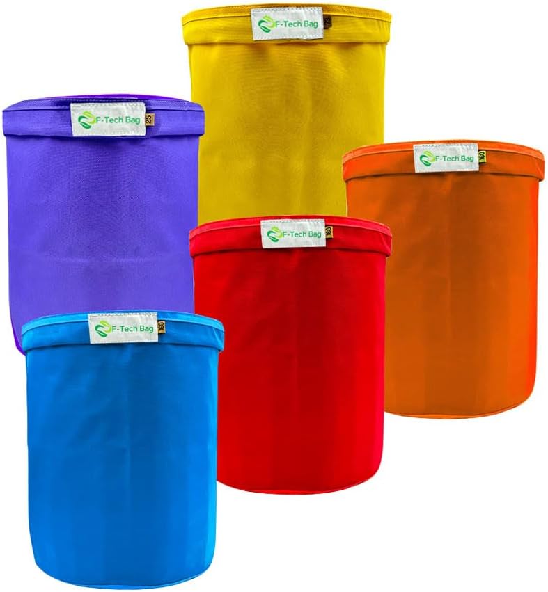 20 Gallon 5 Pack Filter Bag with Filter Screen and Storage Pouch for Hydroponics, Gardening, Juice etc.