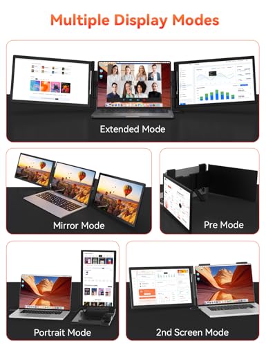 Image of Laptop Screen Extender, One Cable Connetion (Windows & Mac), 14 inch 1080P Dual Screen, USB-C HDMI Wireless & Wired Travel Extended Display, Triple Monitor for 12-16.5 inch Laptop, Support MacBook M1 /M2 /M3