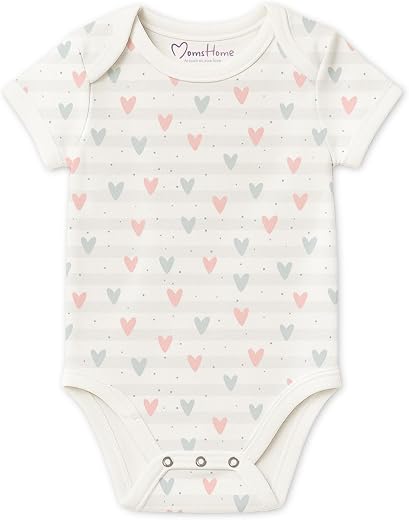 MOM'S HOME New Born Organic Cotton Half Sleeves Onesie | New Born Baby Clothes | Baby Half Sleeve Cotton Sleepsuits | Litt...