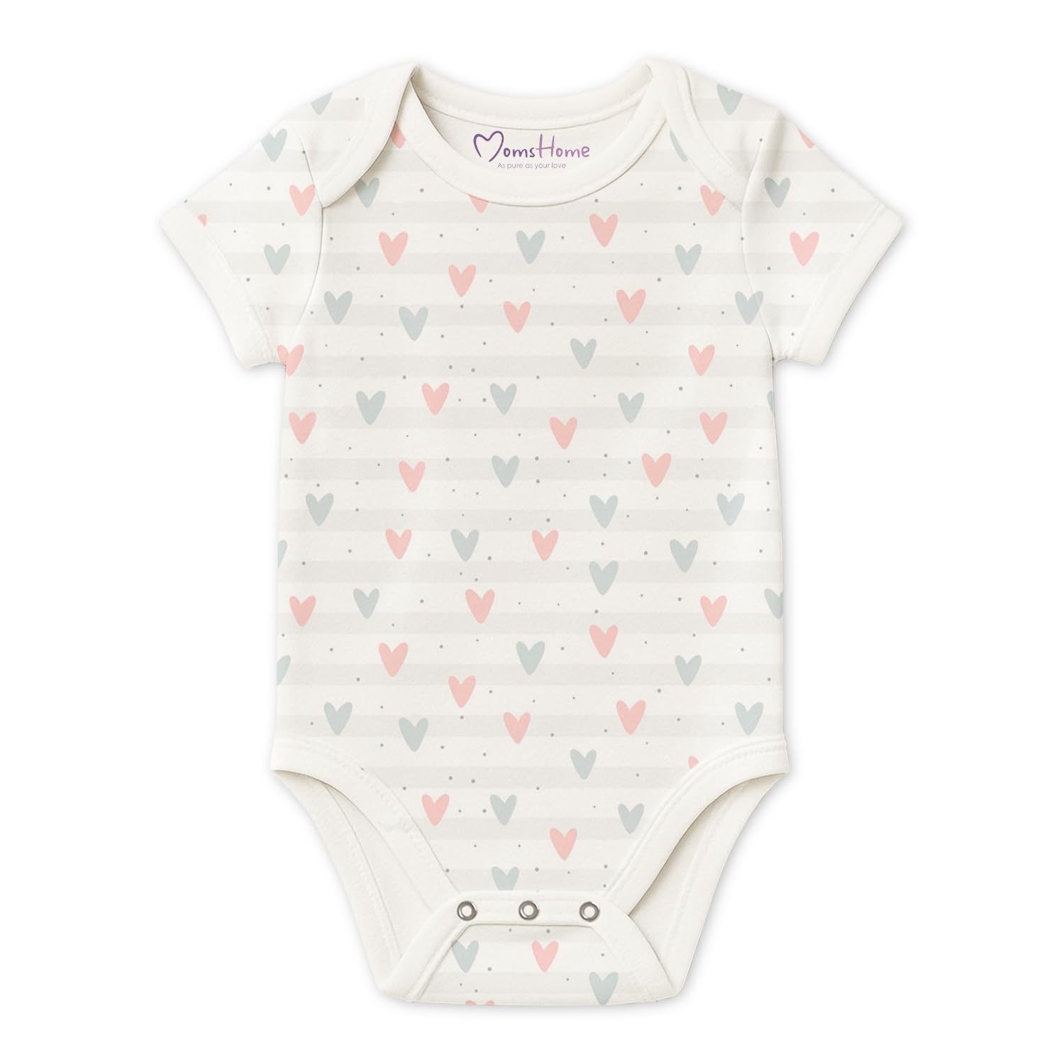 MOM'S HOME New Born Organic Cotton Half Sleeves Onesie | New Born Baby Clothes | Baby Half Sleeve Cotton Sleepsuits | Litt...