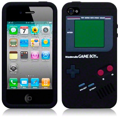 TERRAPIN IPHONE 4 / IPHONE 4S GAMEBOY STYLE SILICONE SKIN CASE/COVER/SHELL - BLACK