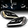 ACANII - For 2005-2013 Chevy Corvette C6 Black Switchback LED Tube Sequential Signal Projector Headlights Set Left+Right