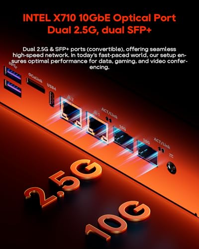 AOOSTAR WTR MAX 11 Bay Desktop NAS Mini PC, NAS Server Ryzen 7 PRO 8845HS Kein RAM Keine SSD, 6*2.5\/3.5\ SATA HDD, 5*M.2 NVMe-Steckplätze, 2*10GbE, 2*2.5GbE, OCuLink, 4K HDMI,Network Attached Storage