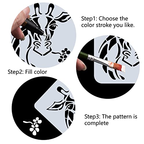 GORGECRAFT Large Giraffe Stencils 12x12 Inch Reusable Animals Stencil Giraffe Portrait Template Signs Decoration for Painting on Wood Wall Scrapbook Card Floor Canvas and Tile Drawing - Image 4