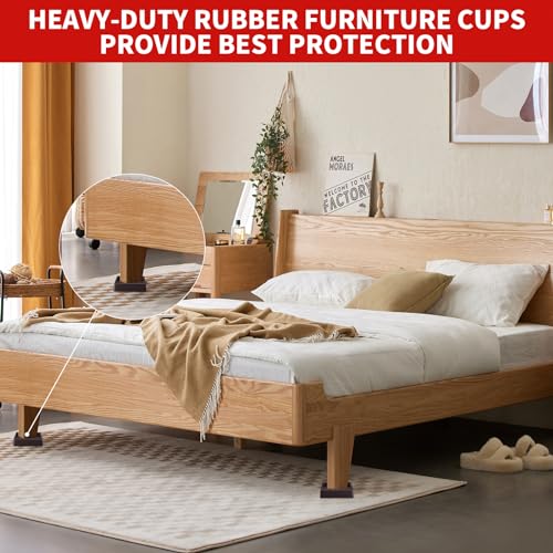 Image of Ezprotekt Non Slip Furniture Pads, 8 Pcs 2 inch Anti Skid Rubber Furniture Caster Cups, Anti-Slip Furniture Coasters for Hardwood Floors, Anti Slide Floor Protectors for Bed Couch Stoppers (Brown)
