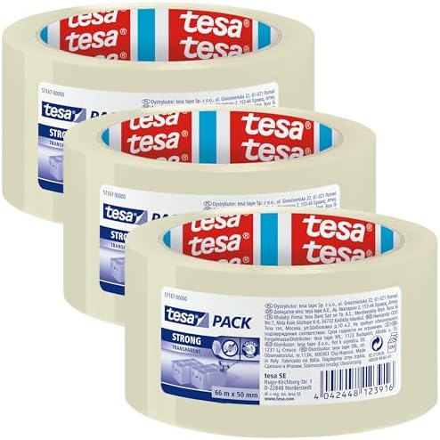 tesa Cinta adhesiva transparente strong 66 mt x 50 mm para embala...