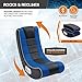 X Rocker SE Video Gaming Chair with 2 Headrest Audio Speakers, Foldable Floor Rocker with Wireless Bluetooth or Wired Connection, 200 lbs Max, Blue Black Gray
