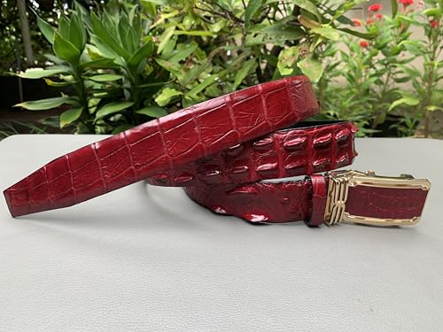 Genuine crocodile alligator leather skin belts buckle for men, Alligator Men's belt, Red Hornback crocodile belts men,2