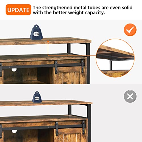 Yaheetech Farmhouse Tv Stand Media Entertainment Center With Sliding Barn Doors For Tvs Up To 65 Inch, 55 Inch Tv Cabinet With Storage And Adjustable Shelf, Industrial Tv Table For Home, Rustic Brown #TOP6