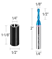Vista 28 de Spiral Router Bit 1/4 Inch Shank Up Cut Spiral Router Bit 2 Flutes HRC55 Solid Carbide Spiral Milling Tool 1/4 Inch Cutting Diameter 3 inch Extra