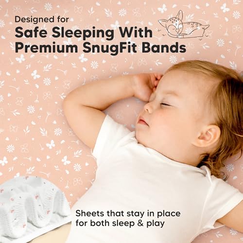 pack and play sheets fitted - 2-pack mini crib sheets for pack n play mattress 38x26 soft amp cozy neutral toddler playard bedding snug fitted mini baby crib mattress cover boy girl butterflies