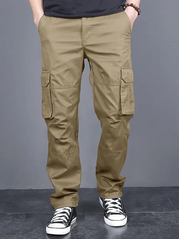 Image of Men's Casual Cargo Pants | Regular Fit Multi-Pocket Trousers-