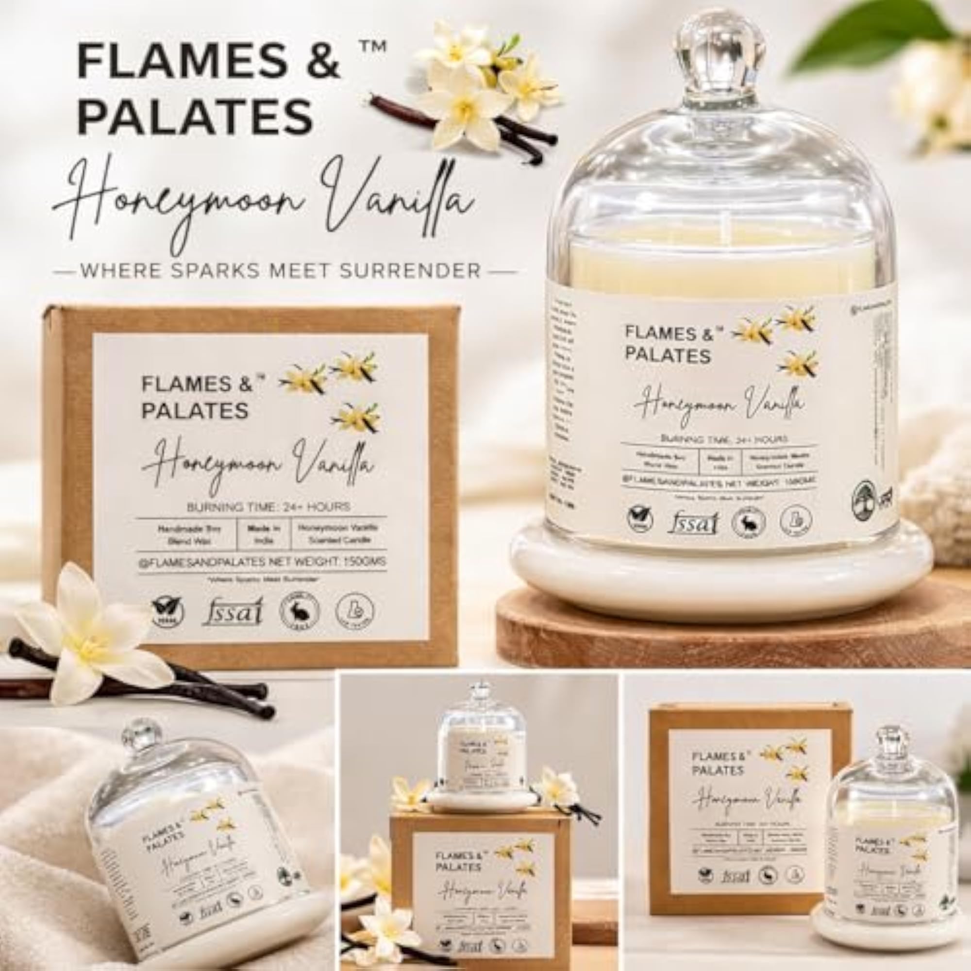 Honeymoon Vanilla Soy Wax Candle, Romantic Gift