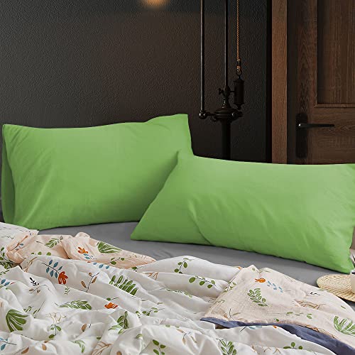 Image of Soft Pillow Covers 18 x 28 Inches - 100% Egyptian Cotton 400 Thread Count Set of 2 Pillow Cover Set Envelope Closure Hotel Quality Pillowcase - Sage Green
