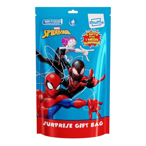 Image of Shuffle Spiderman Surprise Gift Bag for Kids | 6-in-1 Activity & Stationery Kit with Mega Surprise | Birthday Return Gift for Boys