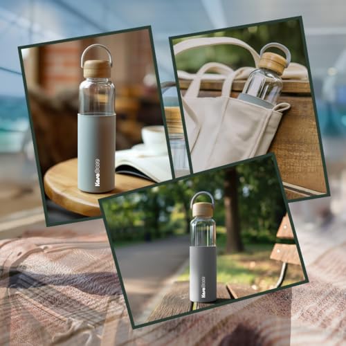Image of Borosilicate Glass Water Bottle 500 ml | Leakproof Bamboo Lid & Silicone Sleeve | BPA Free Reusable Drinking Bottle for Office, Gym, Travel & Daily Use