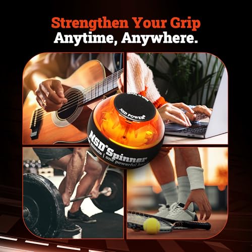 Image of NSD Essential Crystal Spinner Gyro Ball | Grip Strengthener for Forearms, Wrist & Hands | String Start Design, Up to 18,000 RPM | Portable Wrist Trainer & Workout Equipment | Ideal for Desk Workers, Athletes & Musicians