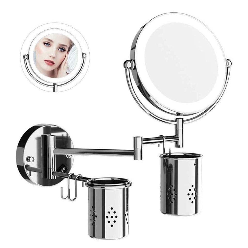 Specchio per Il Trucco Specchio per Il Trucco Specchio per Il Bagno da 8 Pollici, Specchio a LED bifacciale Specchio per Il Trucco Specchio per Bellezza ingranditore con Secchio p