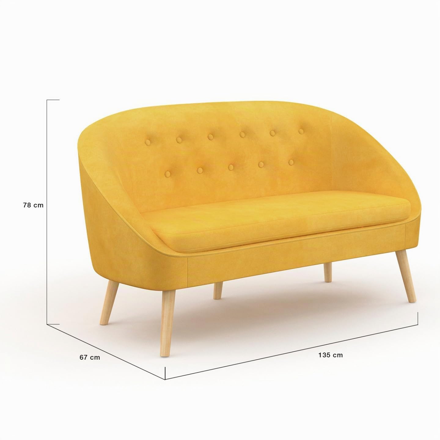 IDMarket - Sofá de terciopelo Sonia amarillo