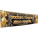 Happy Retirement Banners and Decorations - Farewell Banner - 6 x 1.3ft (Black and Gold)
