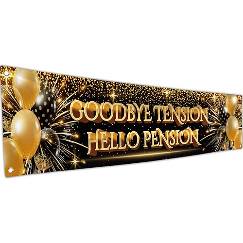 Happy Retirement Banners and Decorations - Farewell Banner - 6 x 1.3ft (Black and Gold)
