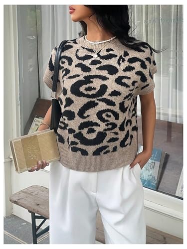 Image of SOLY HUX Women's Short Sleeve Sweater 3D Floral Sweaters Pullover Tank Tops Knit Vest Trendy Fashion Clothing