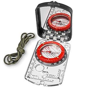 Sighting Compass Mirror Adjustable Declination – Boy Scout Compass Survival Camping | Base Plate Compass Kids Navigation | Orienteering Compass Hiking Map Read Military Compass Backpacking Clinometers