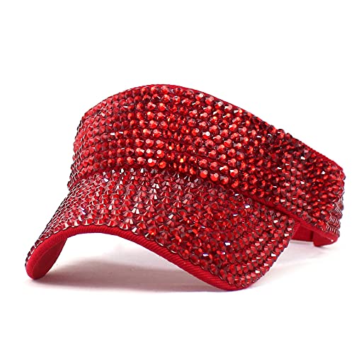 Image of Gudessly Shiny Rhinestones Sport Sun Visor Adjustable Summer Cap Visor Caps for Women Men